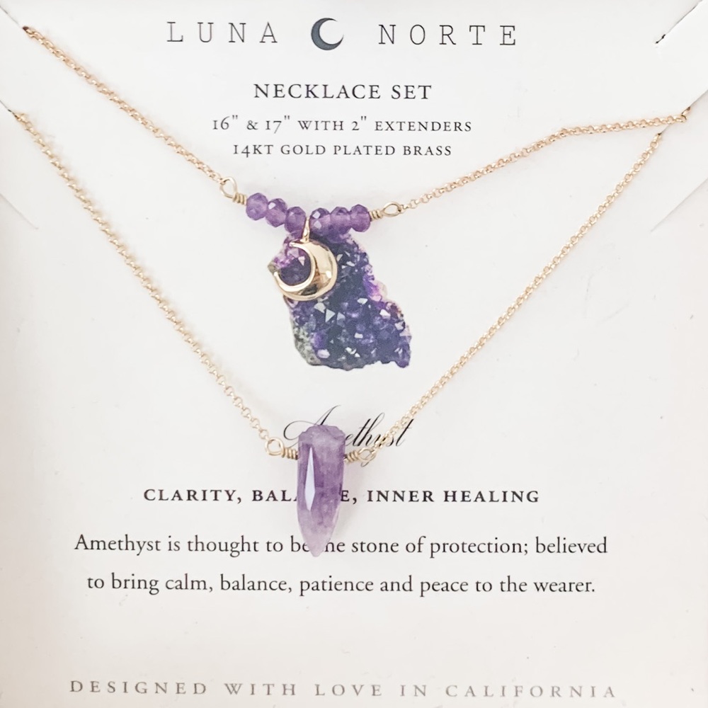 🌙 Luna Norte Amethyst Double Later Necklace Set